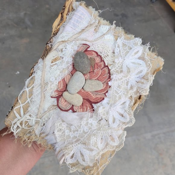 Art Journal Pray Yoga Vintage Lace Tapestry Nature Drawing Book Handmade OOAK - Picture 11 of 11